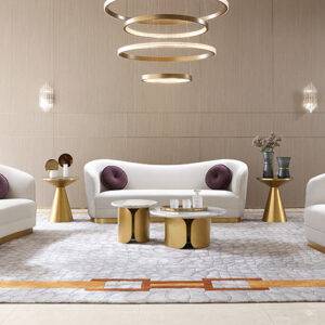 Prestige Living Room Set - Sofa, Loveseat, and Chair (with gold accents)