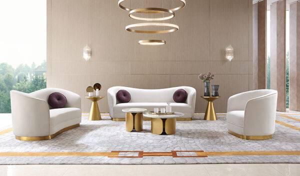 Prestige Living Room Set - Sofa, Loveseat, and Chair (with gold accents)